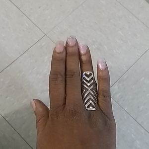 Silver plated, "elongated" ring with 'diamonds'